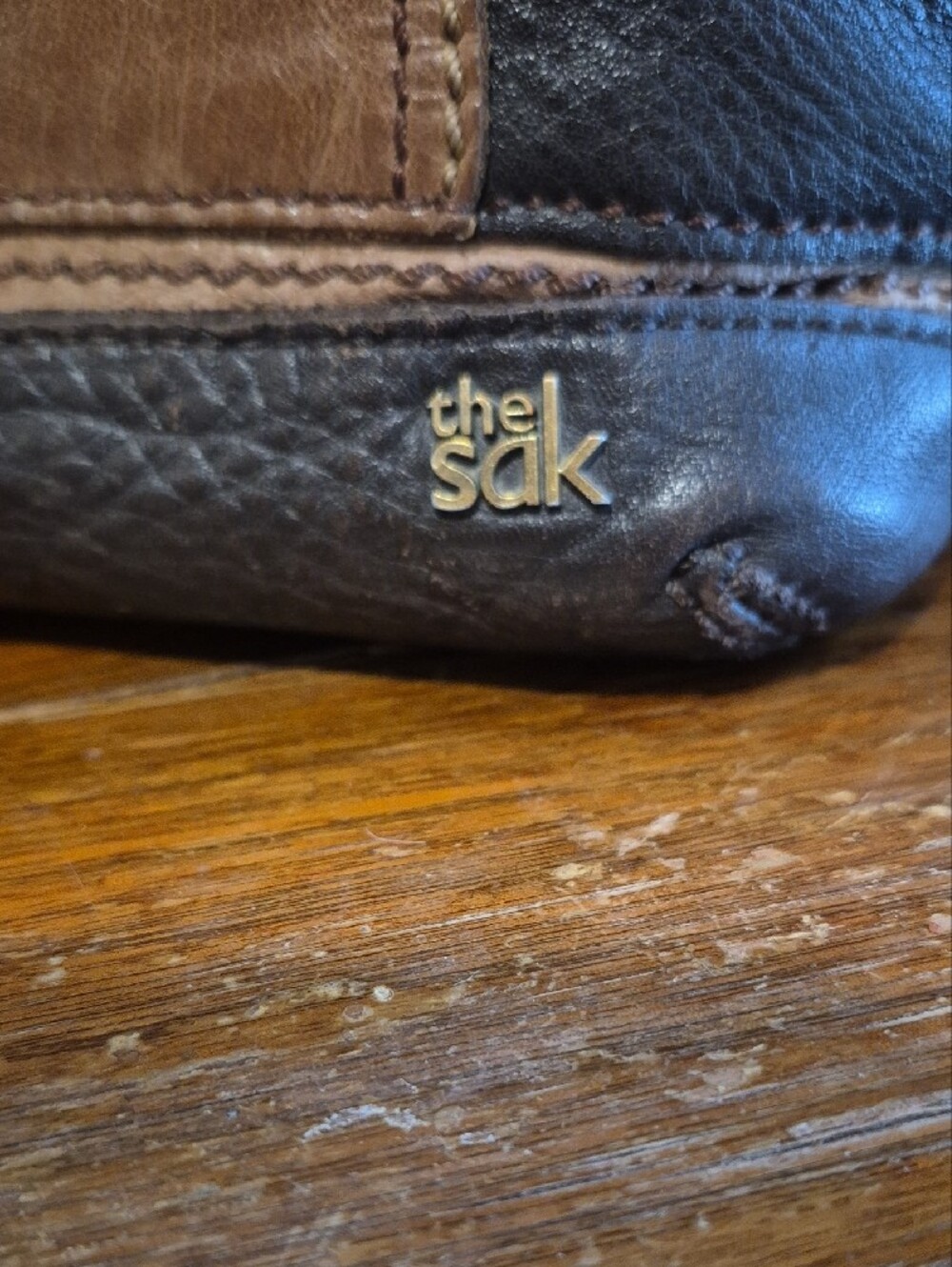 The Sak Two-Tone Brown and Black Leather Messenger Bag - Picture 2 of 7